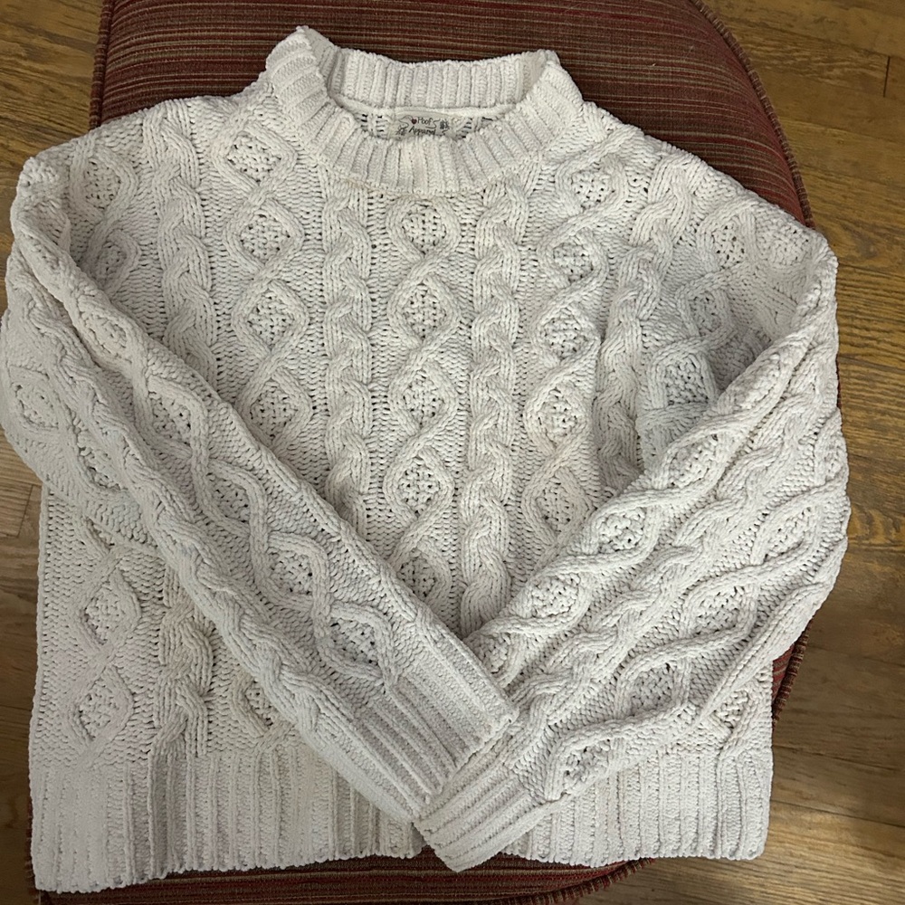 Poof! Apparel Cream Textured Knit Sweater medium